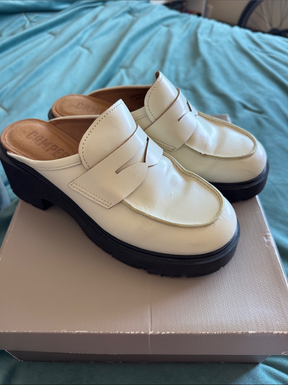 Camper Milah Leather Loafer Mule Clogs
